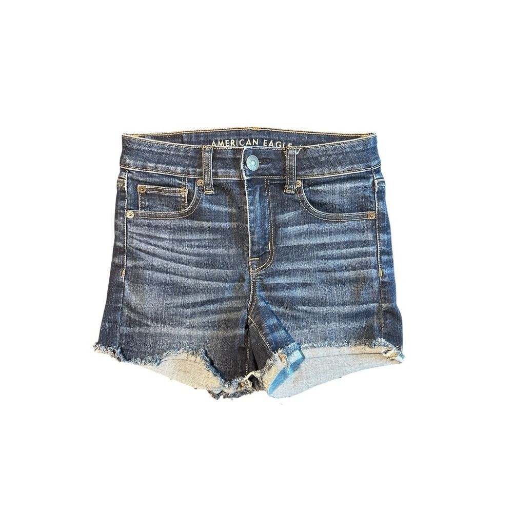 American Eagle Women's Size 2 Hi Rise Shortie Shorts Jean Stretch Dark Wash
